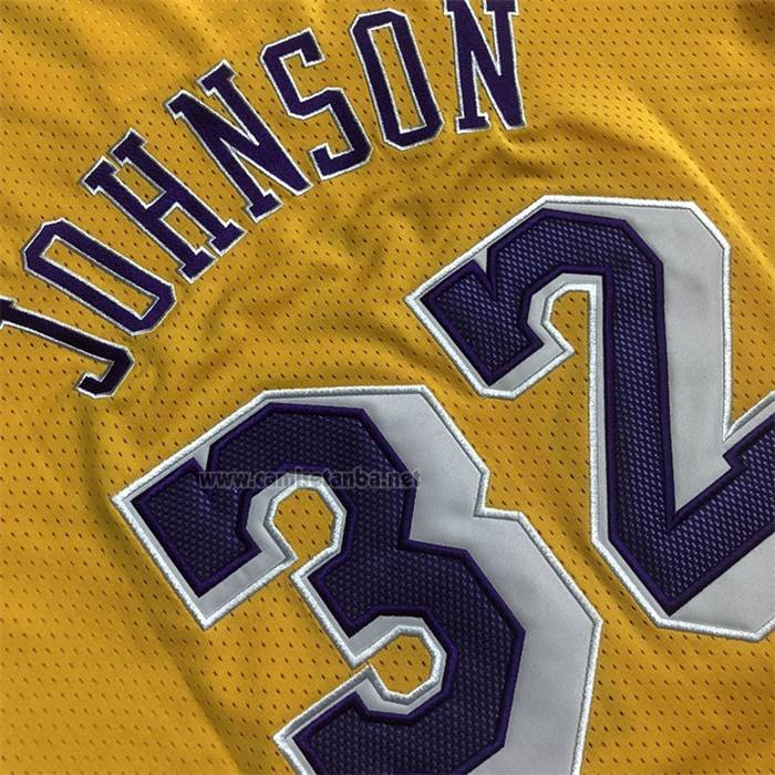 Camiseta Manga Corta Los Angeles Lakers Magic Johnson NO 32 Amarillo